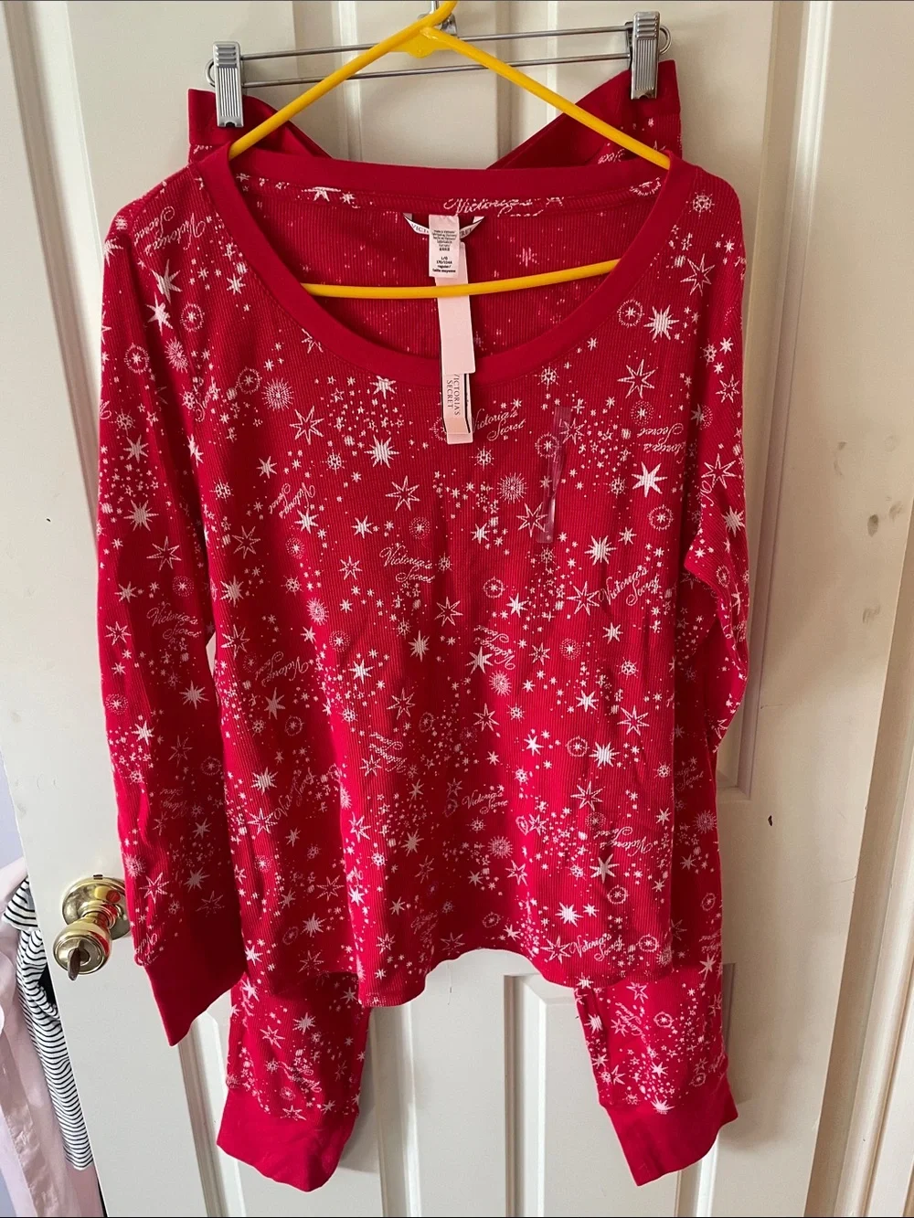 Victoria's Secret Red Star & Snowflake Kids Pajama Set
